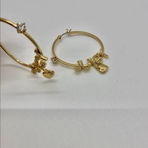 Juicy Couture Gold tone Hoop Heart Earrings